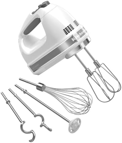 Nine speed white digital hand mixer