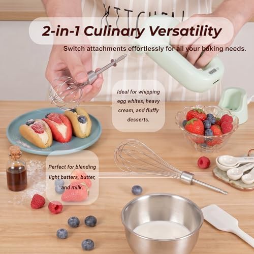 Green mini cordless self standing whisk — photo 4
