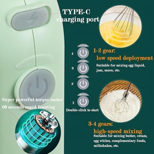 Green mini cordless self standing whisk — photo 5