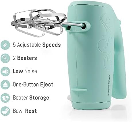 Mint blue five speed dishwasher safe mixer — photo 3