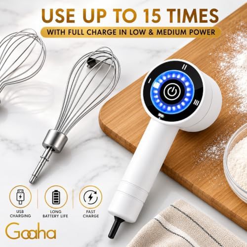 White cordless three speed whisk mixer — photo 5