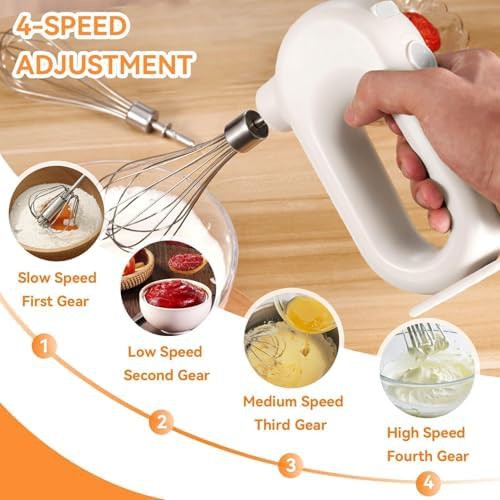 White Cordless Mini Portable Egg Whisk — photo 3