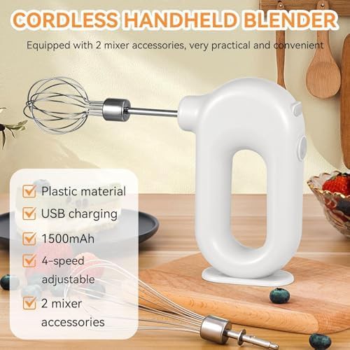 White Cordless Mini Portable Egg Whisk — photo 4