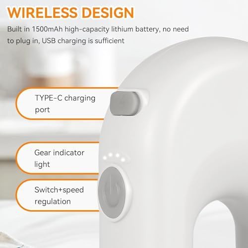 White Cordless Mini Portable Egg Whisk — photo 5