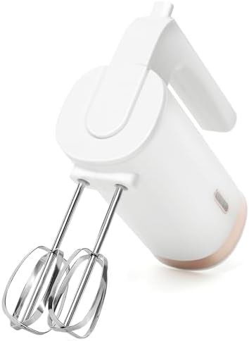 White Cordless Three Speed Hand Mixer