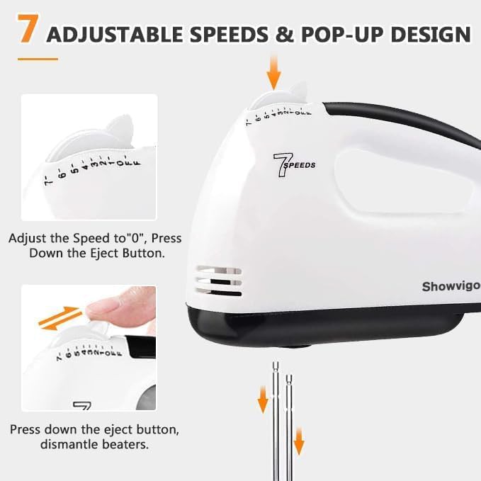 Seven speed electric hand mixer with accessories — photo 3