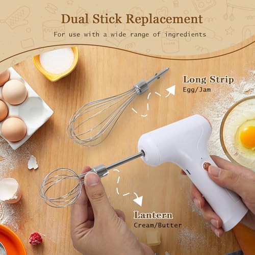 White cordless handheld whisk three speeds — photo 3