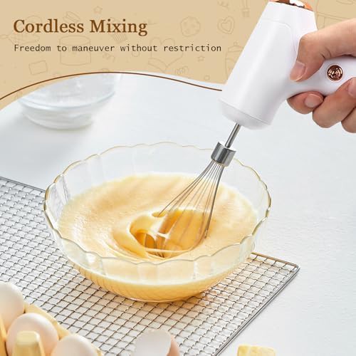 White cordless handheld whisk three speeds — photo 5
