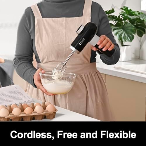 Classic black rechargeable hand mixer with base — photo 3