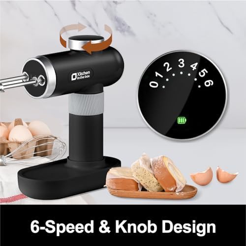 Classic black rechargeable hand mixer with base — photo 4