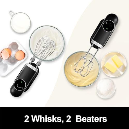 Classic black rechargeable hand mixer with base — photo 5