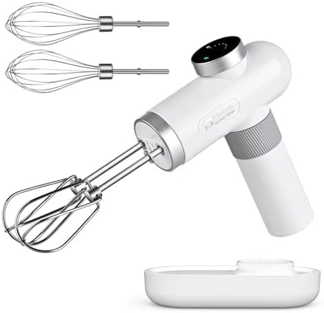 Pearl white portable electric mixer with usb-c