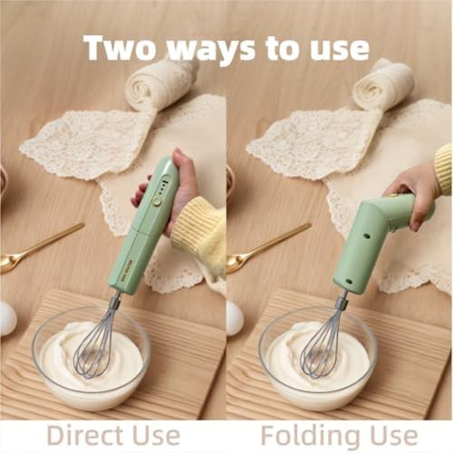 Green foldable cordless handheld electric whisk — photo 3