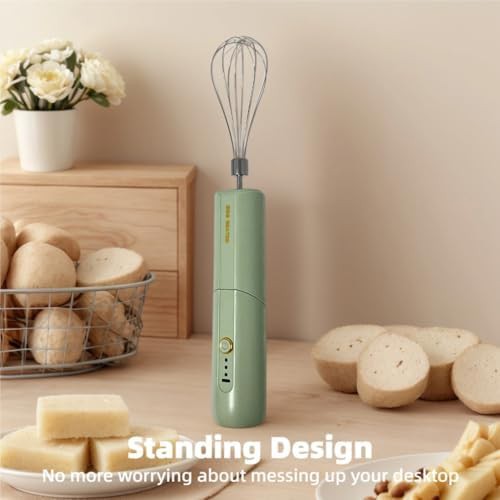 Green foldable cordless handheld electric whisk — photo 4