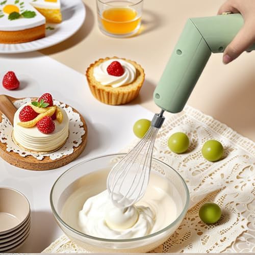 Green foldable cordless handheld electric whisk — photo 5