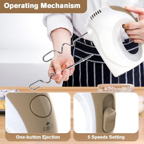 Lightweight five speed white electric hand mixer — photo 5