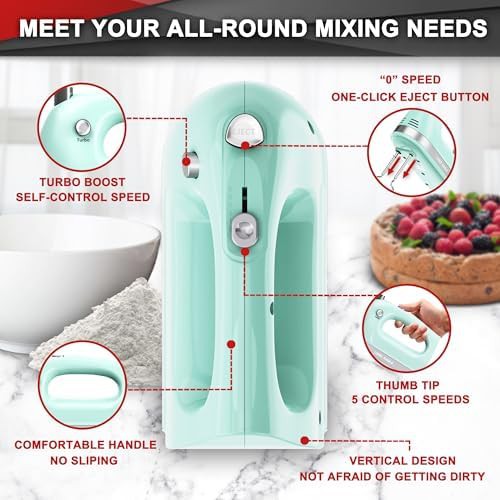 Green Lightweight Four Hundred Watt Hand Mixer — photo 3