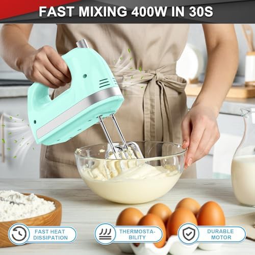 Green Lightweight Four Hundred Watt Hand Mixer — photo 4
