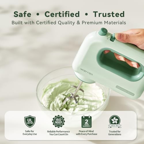Compact green electric mixer with DC motor — photo 3
