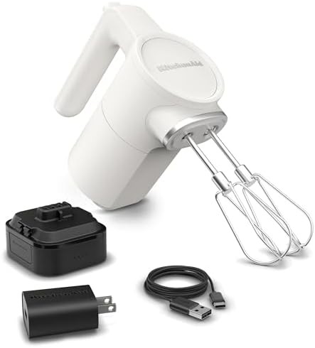 Porcelain white cordless metal mixer