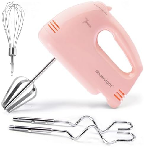 Pink seven speed portable handheld kitchen mixer