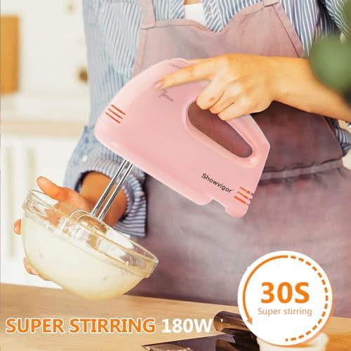 Pink seven speed portable handheld kitchen mixer — photo 4