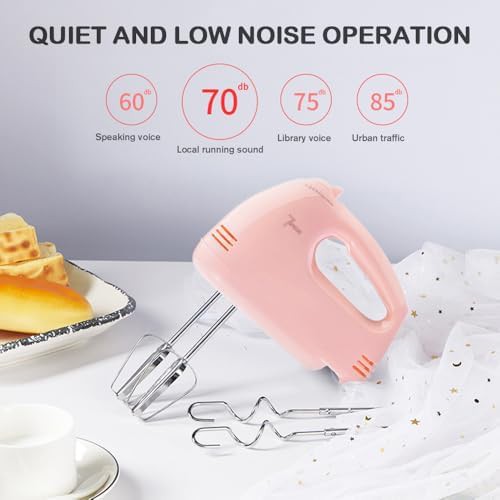 Pink seven speed portable handheld kitchen mixer — photo 5