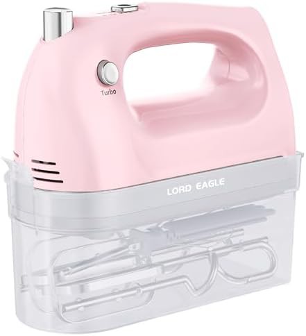 Lightweight five speed electric mixer in pink