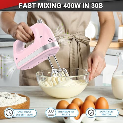Lightweight five speed electric mixer in pink — photo 4
