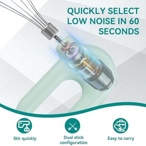 Green cordless mini portable handheld whisk — photo 4