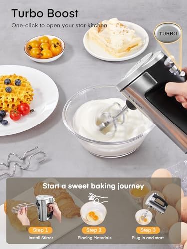 Silver six speed mixer with dough hooks — photo 3