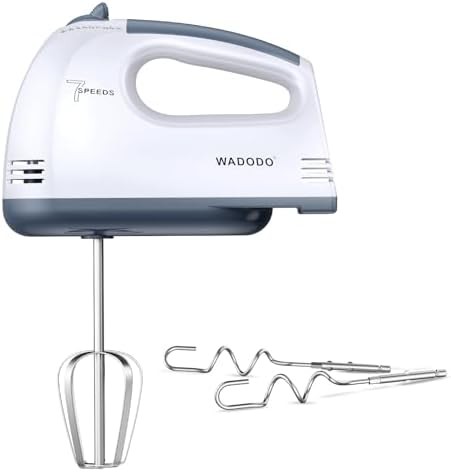 WADODO 7-Speed White Electric Kitchen Hand Mixer