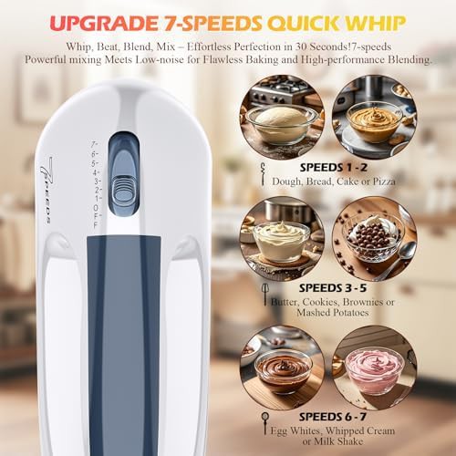 WADODO 7-Speed White Electric Kitchen Hand Mixer — photo 3