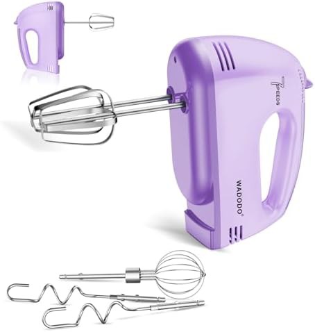 Purple portable hand mixer for baking