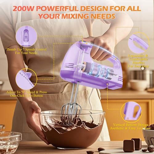 Purple portable hand mixer for baking — photo 3