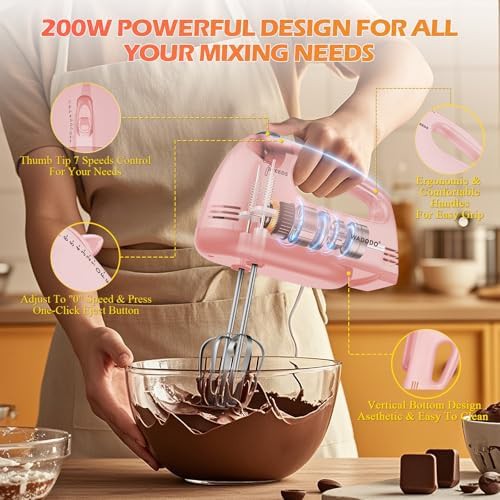 Portable pink food mixer for baking — photo 3