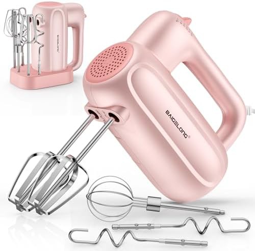 Pink Five Speed Mixer with Storage Base