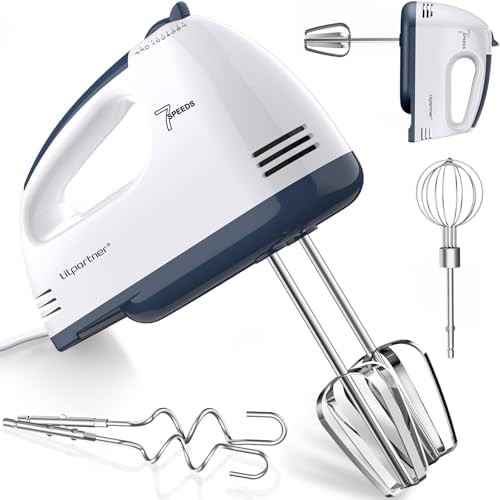 Light white electric mixer with attachments
