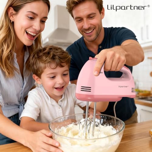 Light pink electric hand mixer with whisk — photo 4