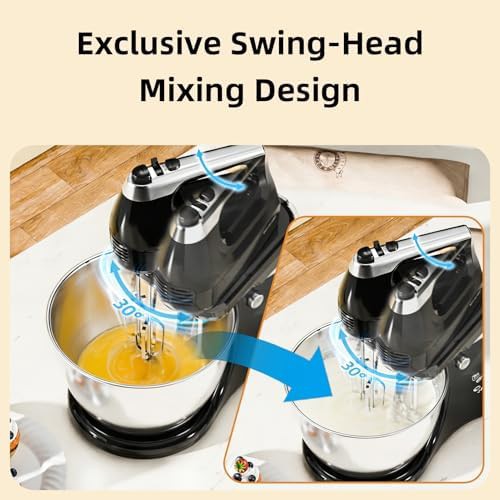 Black two-in-one mixer with rotating bowl — photo 3