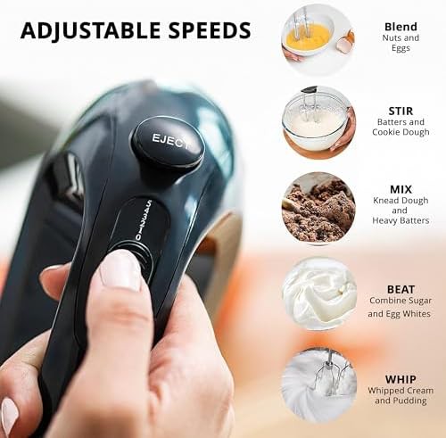 Black lightweight five speed hand mixer — photo 3