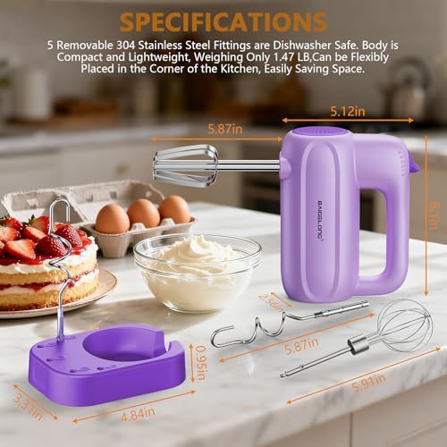 Purple Five Speed Mixer with Attachment Base — photo 5