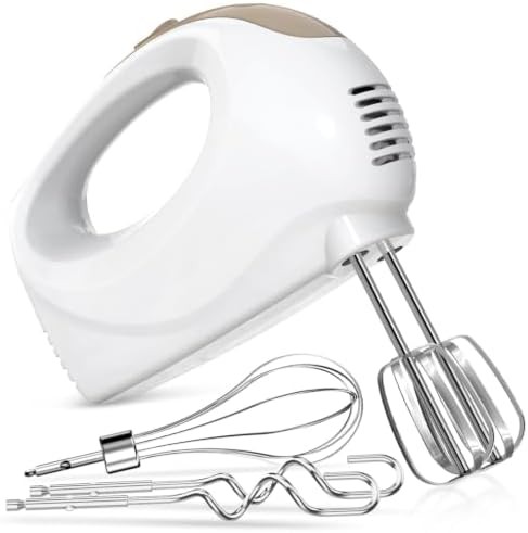 White five speed mixer with stainless whisks