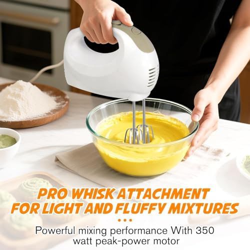 White five speed mixer with stainless whisks — photo 3