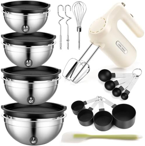 Five Speed Hand Mixer with Four Mixing Bowls