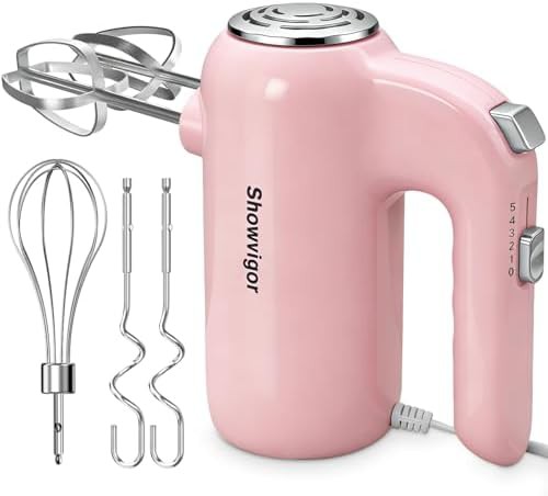 Five speed mixer with six stainless attachments