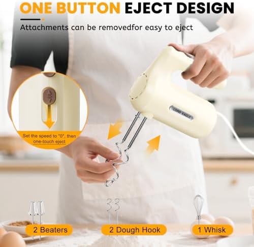 Compact Five Speed Electric Mixer in Cream — photo 4