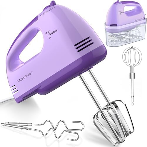 Purple electric mixer with storage box