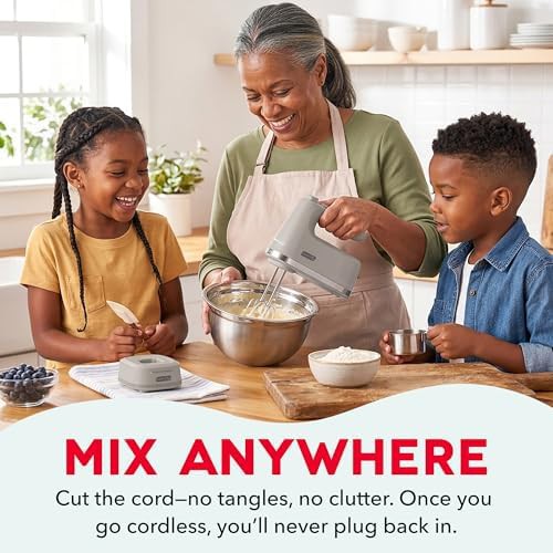 French grey cordless mixer with dough hooks — photo 3