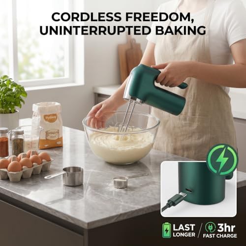 Burgundy cordless mixer with dough hooks — photo 3